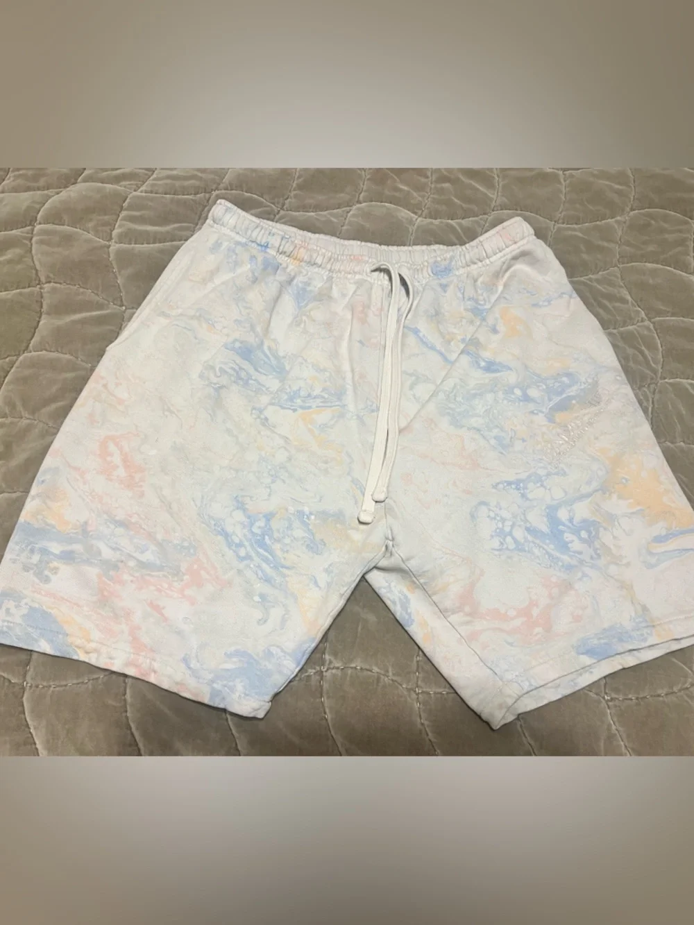 Camp High Collective Men's Marble-Print Drawstring Sweatshorts in Pastel - Picture 1 of 4